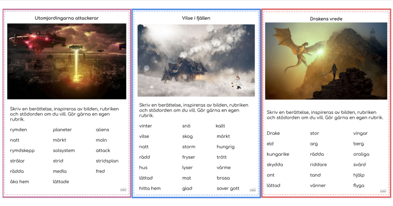 Rubrik, bild och ordsamling skapar förutsättningar för elevernas skrivande